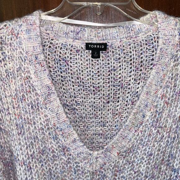 New Torrid Pullover Sweater - Multi color knit v-neck size 2 2X - Picture 3 of 10